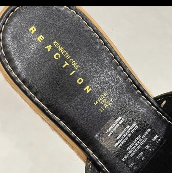 Kenneth Cole Reaction NWT Black Italian Leather Espadrille Sandals, 11 - Picture 7 of 7